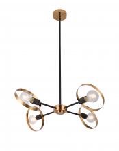 Bethel International TR73C27BR - 4-Light Black And Brushed Brass Metal Chandelier