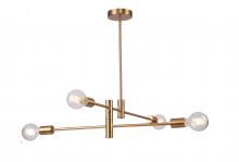 Bethel International TR76C30BR - 4-Light Brushed Bronze Pipe Arm Chandelier