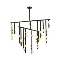 Bethel International WG01C60BLK - 44-Light Matte Black Metal Chandelier With White Glass Ball Shades