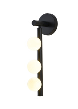Bethel International WG02W19BLK - 3-Light Matte Black Metal Wall Sconce With White Glass Shades
