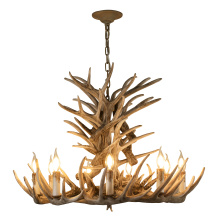 Bethel International YA28C39BR - 9-Light Faux Brown Polyresin Antler Chandelier With Metal Hardware