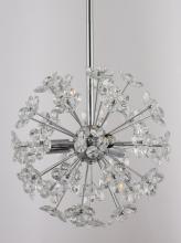Bethel International ZP190P7CH - 3-Light Chrome Pendant With Clear Crystal Flowers