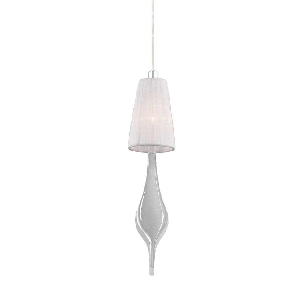 Aqua, 1Lt Pendant, Small, Chrome/White