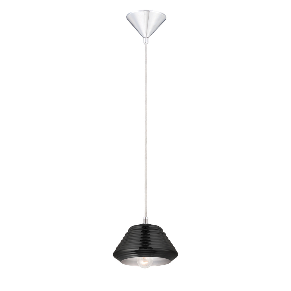 Vaso, 1Lt Pendant, Large, Chrome/Black