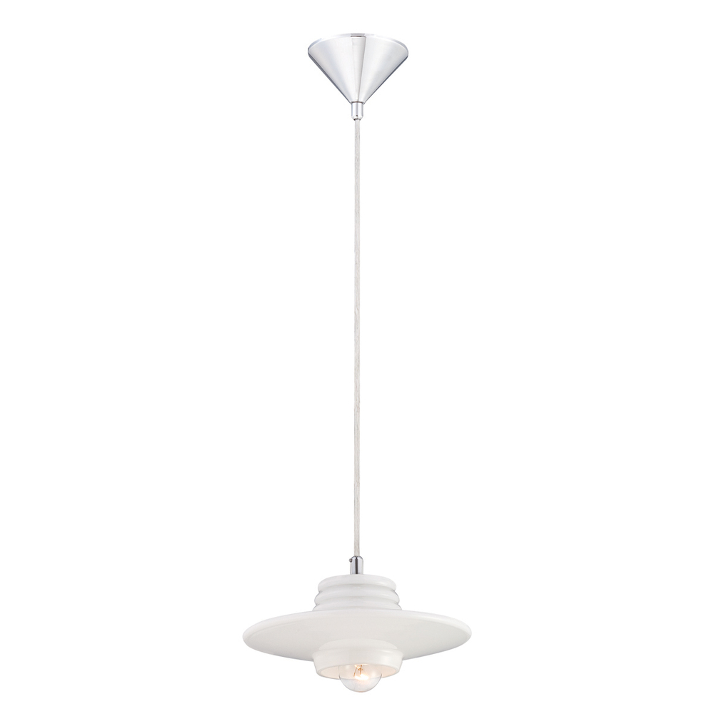 Disco, 1Lt Pendant, Large, Chrome/White