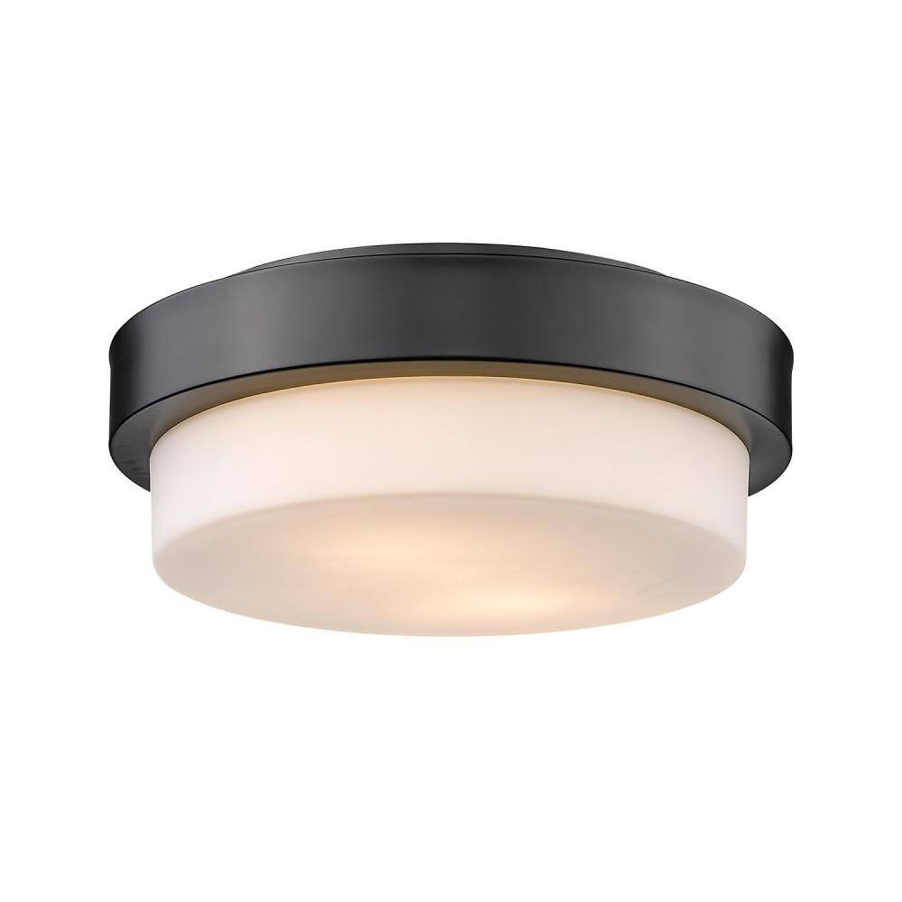 Multi-Family 11" Flush Mount in Matte Black with Opal Glass