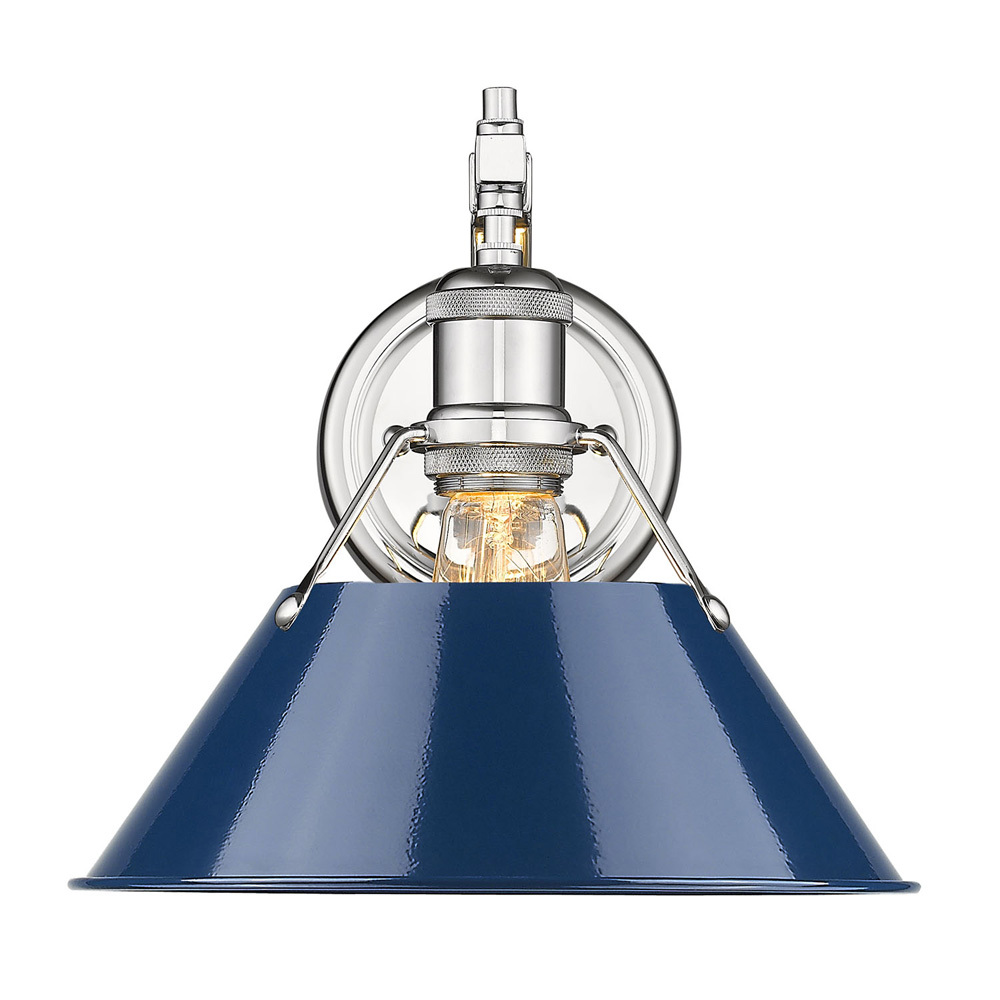 Orwell 1-Light Wall Sconce in Chrome with Matte Navy