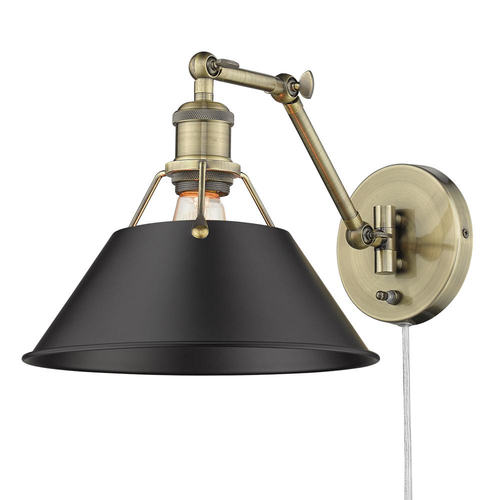 Orwell Articulating Wall Sconce in Aged Brass with Matte Black