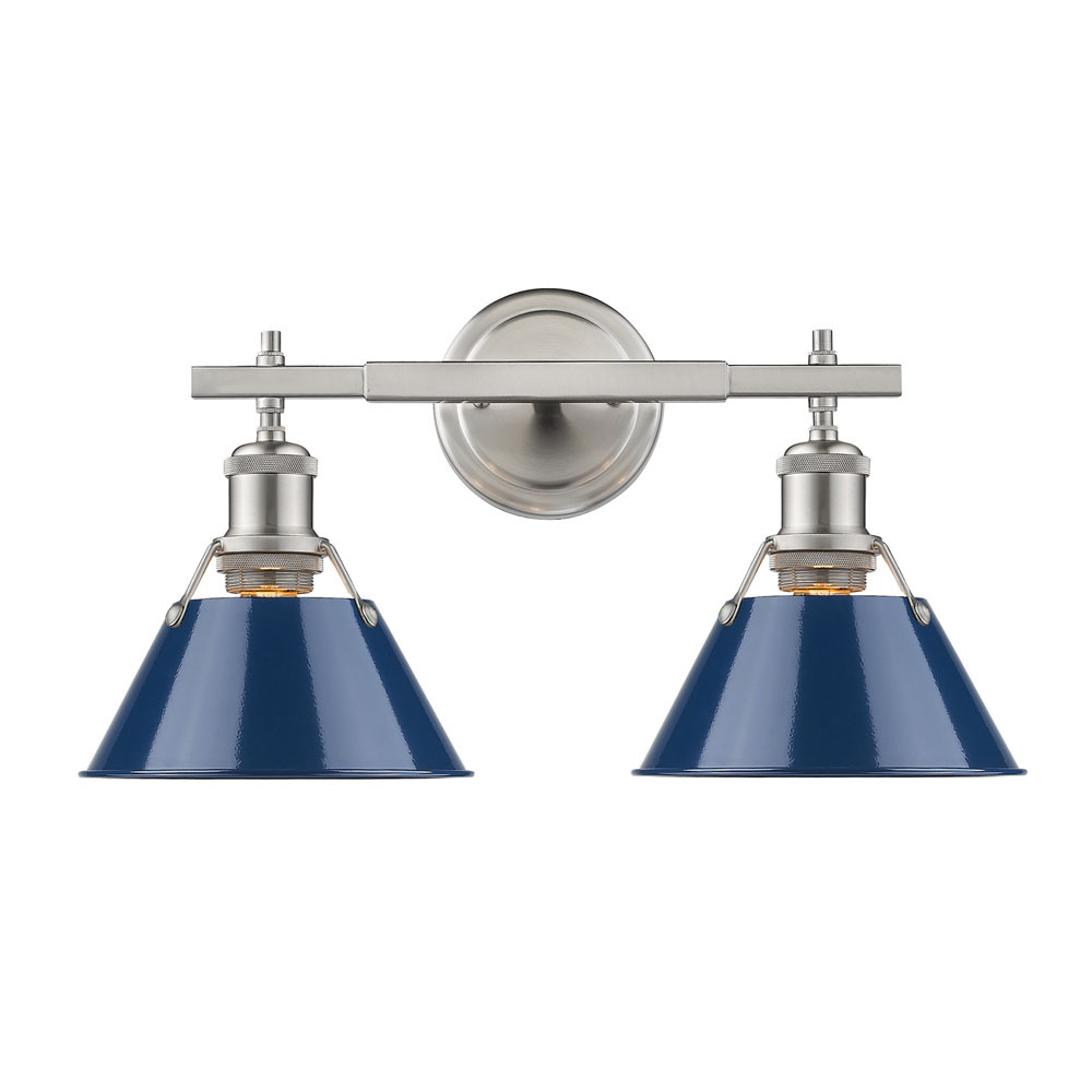 Orwell 2-Light Vanity Light in Pewter with Matte Navy