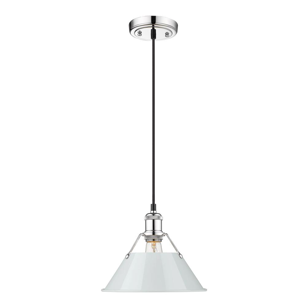 Orwell 10" Wide Medium Pendant in Chrome with Dusky Blue