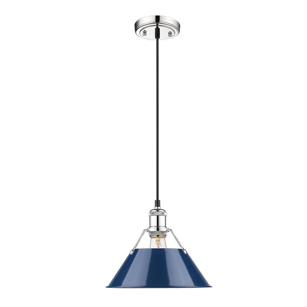 Orwell CH Medium Pendant - 10" in Chrome with Matte Navy shade