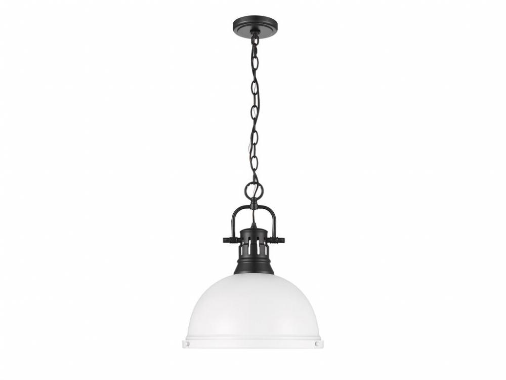 Duncan 1-Light Pendant with Chain in Matte Black with Matte White