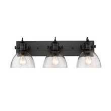 Golden 3118-BA3 BLK-SD - Hines 3-Light Bath Vanity in Matte Black with Seeded Glass