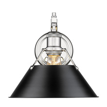 Golden 3306-1W CH-BLK - Orwell 1-Light Wall Sconce in Chrome with Matte Black