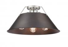 Golden 3306-3FM PW-RBZ - Orwell 3-Light Flush Mount in Pewter with Rubbed Bronze