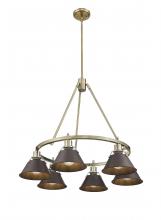 Golden 3306-6 AB-RBZ - Orwell 6-Light Chandelier in Aged Brass with Rubbed Bronze