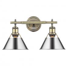 Golden 3306-BA2 AB-CH - Orwell 2-Light Vanity Light in Aged Brass with Chrome