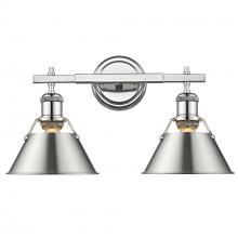 Golden 3306-BA2 CH-PW - Orwell 2-Light Vanity Light in Chrome with Pewter