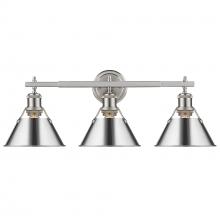 Golden 3306-BA3 PW-CH - Orwell 3-Light Vanity Light in Pewter with Chrome