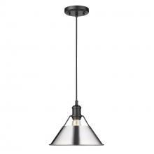 Golden 3306-M BLK-CH - Orwell 10" Wide Medium Pendant in Matte Black with Chrome