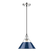 Golden 3306-M CH-NVY - Orwell CH Medium Pendant - 10" in Chrome with Matte Navy shade