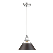 Golden 3306-M CH-RBZ - Orwell 10" Wide Medium Pendant in Chrome with Rubbed Bronze