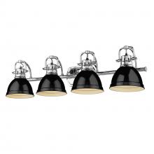 Golden 3602-BA4 CH-BK - Duncan CH 4 Light Bath Vanity in Chrome with Black Shades