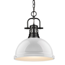 Golden 3602-L BLK-WH - Duncan 1 Light Pendant with Chain in Matte Black with a White Shade