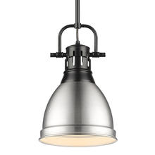 Golden 3604-S BLK-PW - Duncan Small Pendant with Rod in Matte Black with Pewter