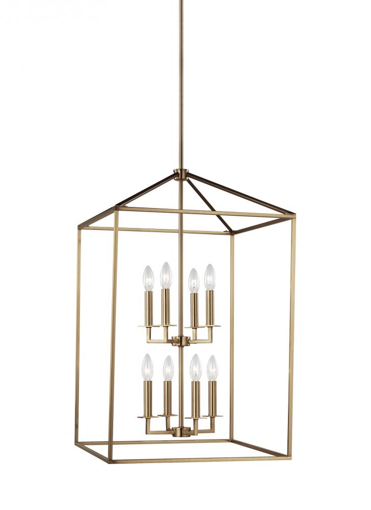 Perryton transitional 8-light indoor dimmable large ceiling pendant hanging chandelier light in sati