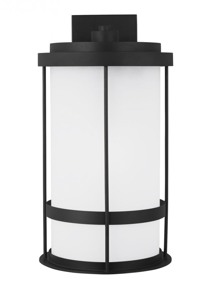 Wilburn modern 1-light outdoor exterior Dark Sky compliant extra large wall lantern sconce in black