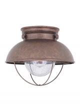 Generation Lighting 8869-44 - Sebring transitional 1-light outdoor exterior ceiling flush mount in weathered copper finish with cl