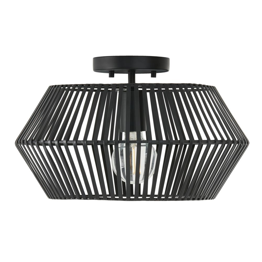 1-Light Angular Metal Semi-Flush in Matte Black