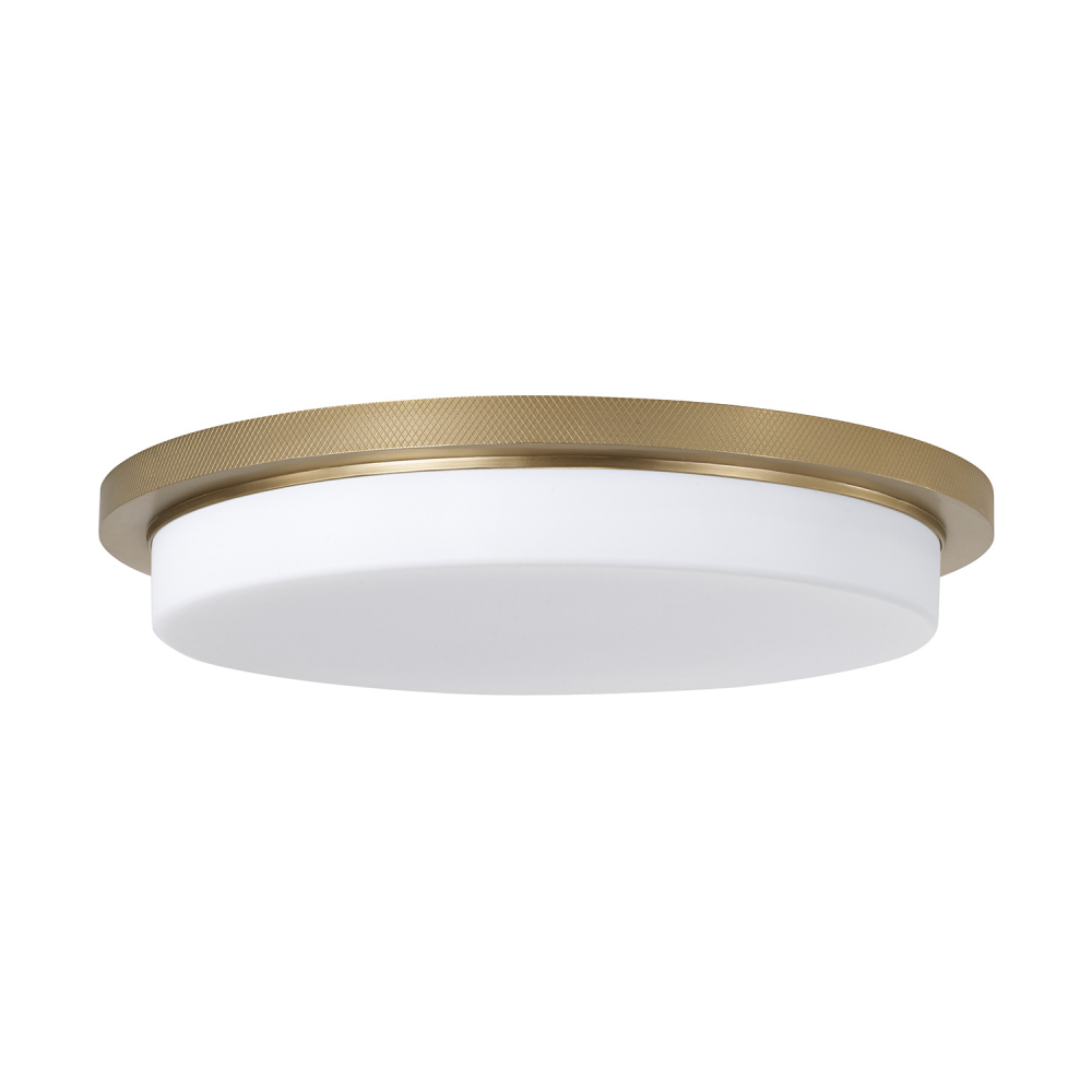 16" W x 2.5" H x 16" Integrated LED Flush Mount in Aged Brass with Knurled Texture and W