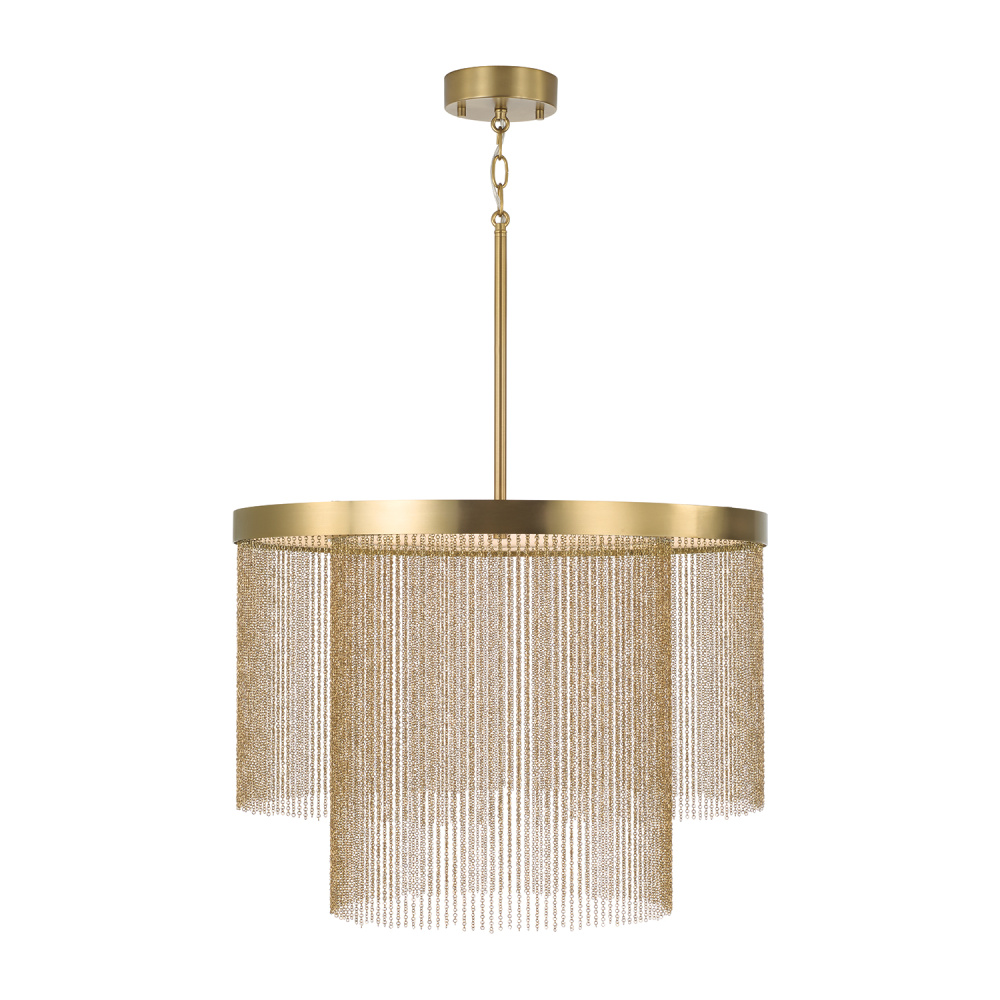 23.75" W x 18.25" H Integrated LED Double Ring Pendant in Aged Brass