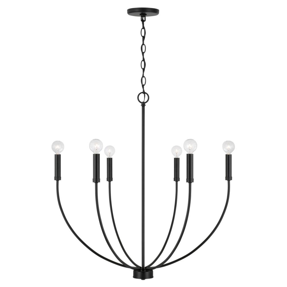 6-Light Chandelier in Matte Black