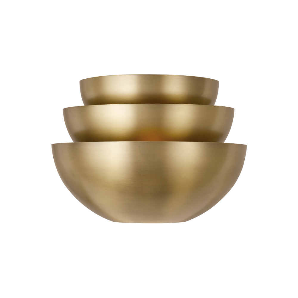 15" W x 11" H 1-Light Modern Tiered Bowl Sconce in Aged Brass