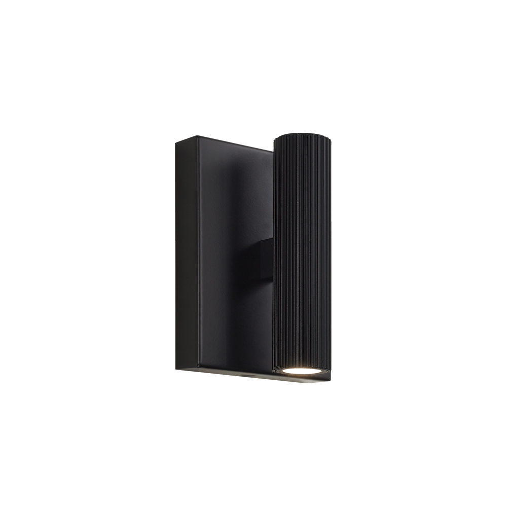 4.5" W x 6" H Integrated LED Mini Dual Sconce in Matte Black with Fluted Texture