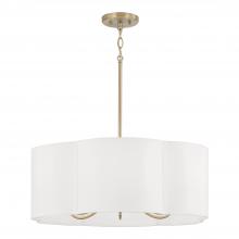 Capital 356461MA - 6-Light Pendant in Matte Brass with White Fabric Shade
