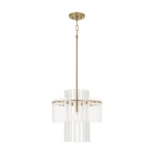 Capital 358711AD - 15" W x 19.5" H 1-Light Tiered Pendant in Aged Brass with Clear and Etched Glass Tubes