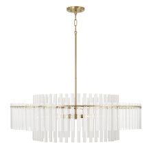 Capital 358761AD - 36" W x 17.25" H 6-Light Tiered Pendant in Aged Brass with Clear and Etched Glass Tubes