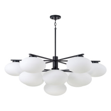 Capital 460501MB - 45.5" W x 17.75" H 10-Light Two-Tier Chandelier in Matte Black with Soft White Glass Oval Gl