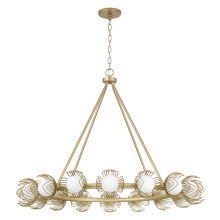 Capital 462102GF - 39" W x 30" H 16-LT Chandelier in Buffed Gold w/ Bent Wire Flower Petals & Soft White Glass