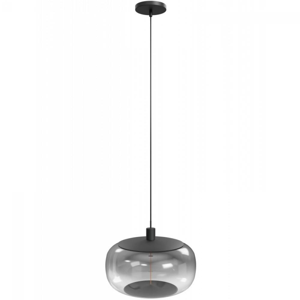 Monaco 12" Acrylic Pendant in Black and Gradient Smoke Glass