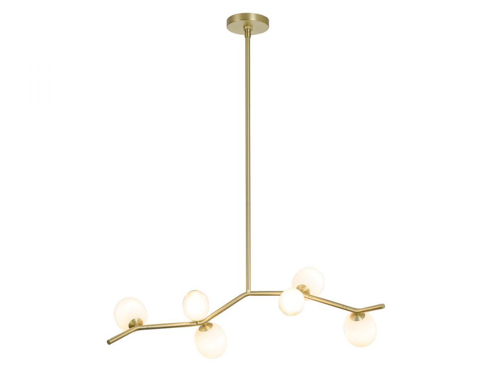 Hampton 40" Chandelier in Brushed Brass with White Glass