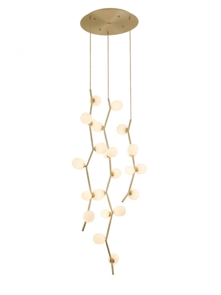 Hampton 24-Light Multi Pendant in Brushed Brass with White Glass