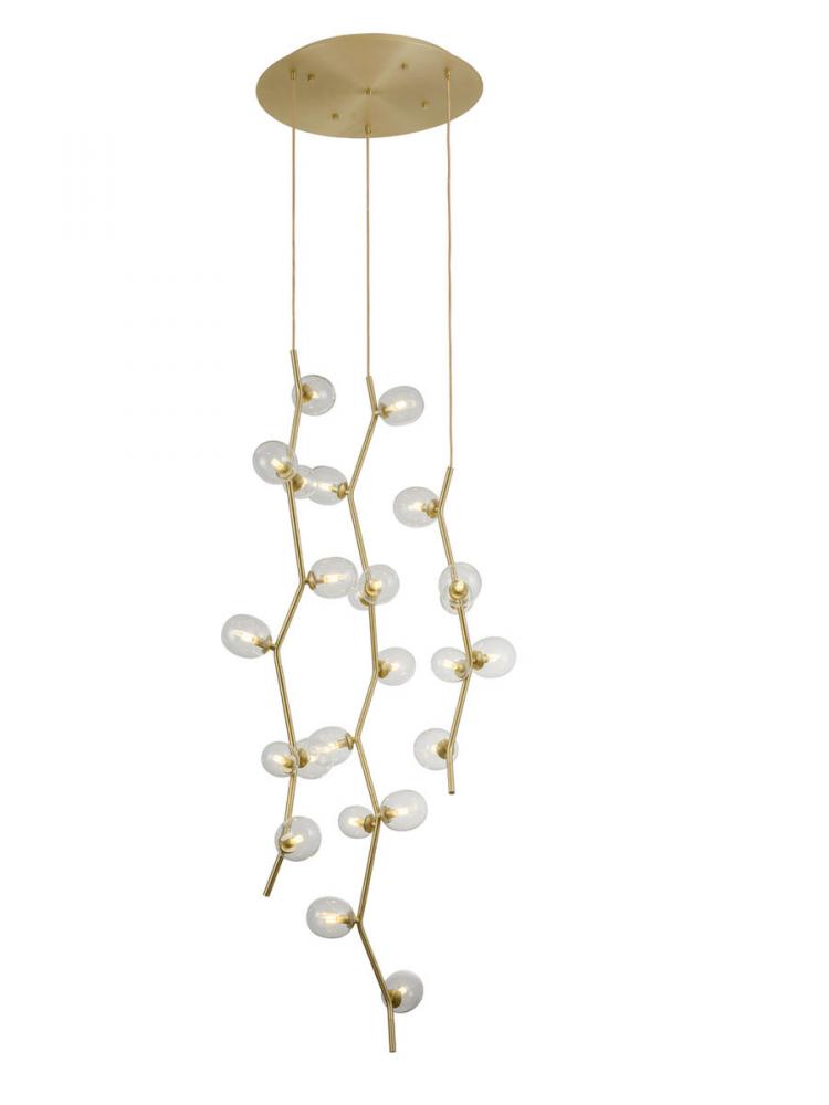 Hampton 24-Light Multi Pendant in Brushed Brass with Clear Glass