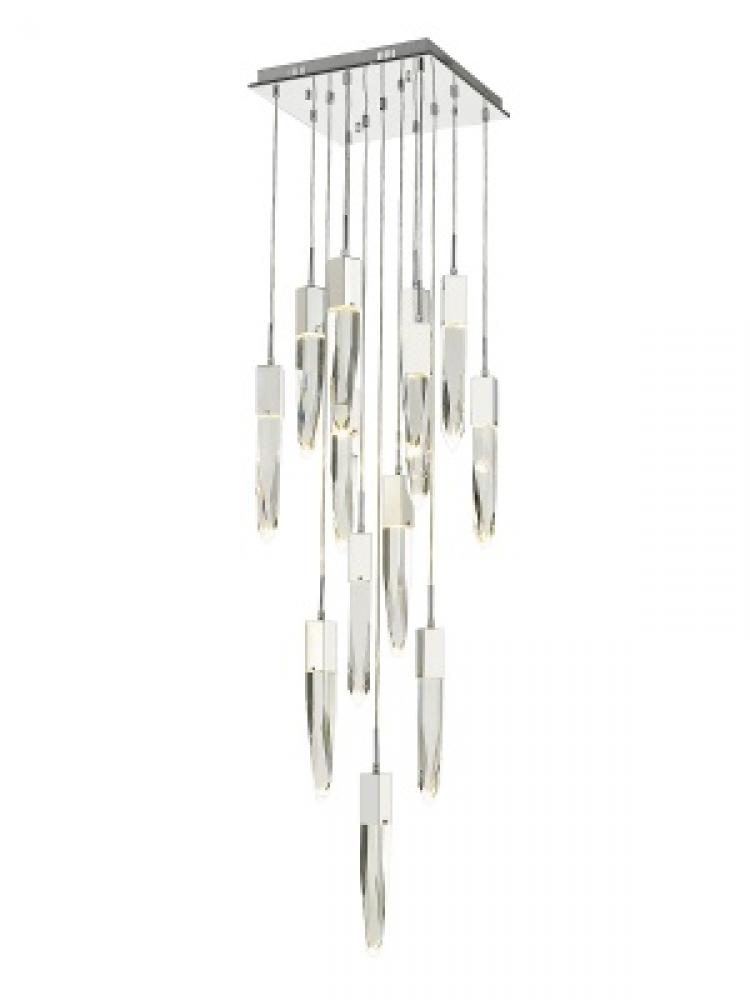 The Original Aspen Collection Chrome 13 Light Pendant Fixture With Clear Crystal