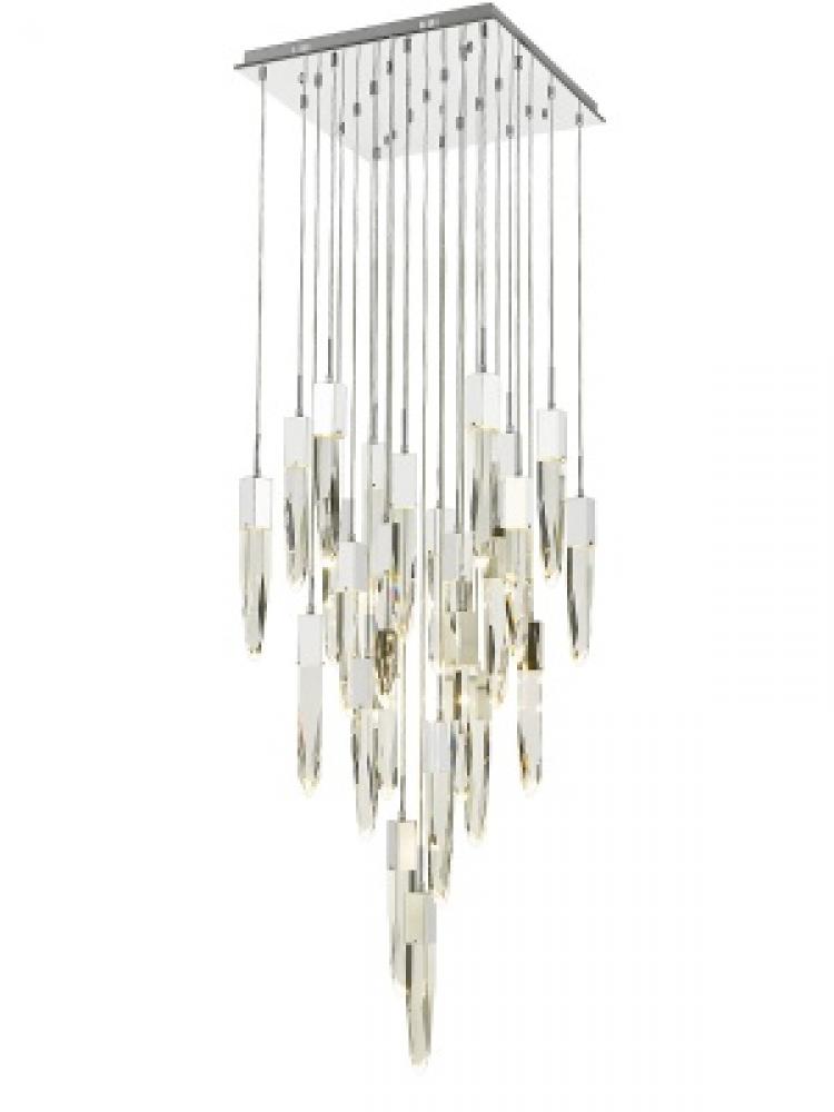 The Original Aspen Collection Chrome 25 Light Pendant Fixture With Clear Crystal