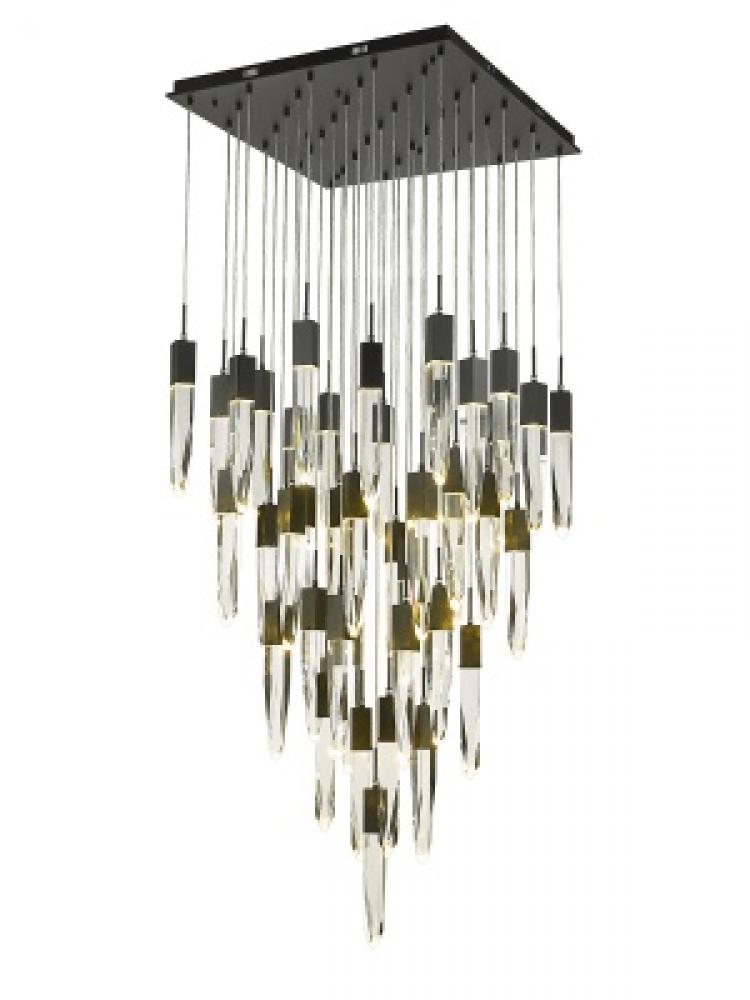The Original Aspen Collection Brushed Brass 41 Light Pendant Fixture With Clear Crystal